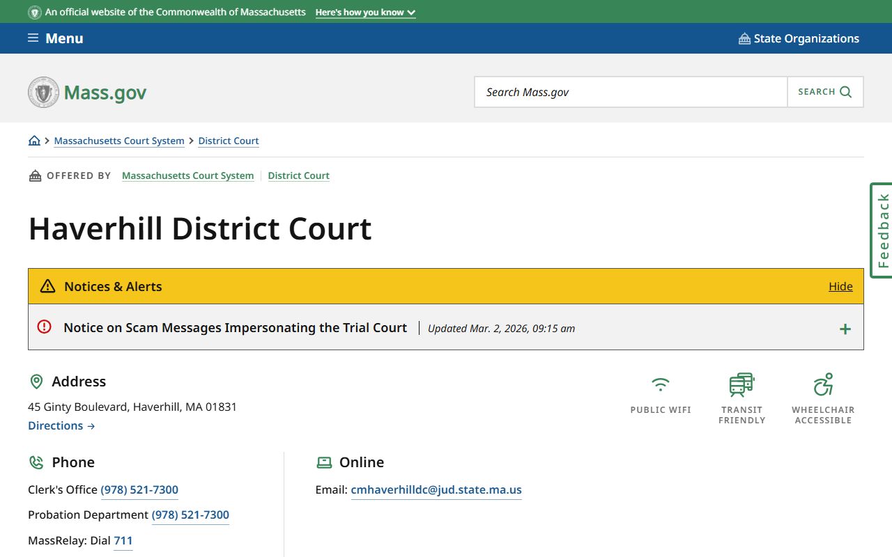 Haverhill District Court for Haverhill court records
