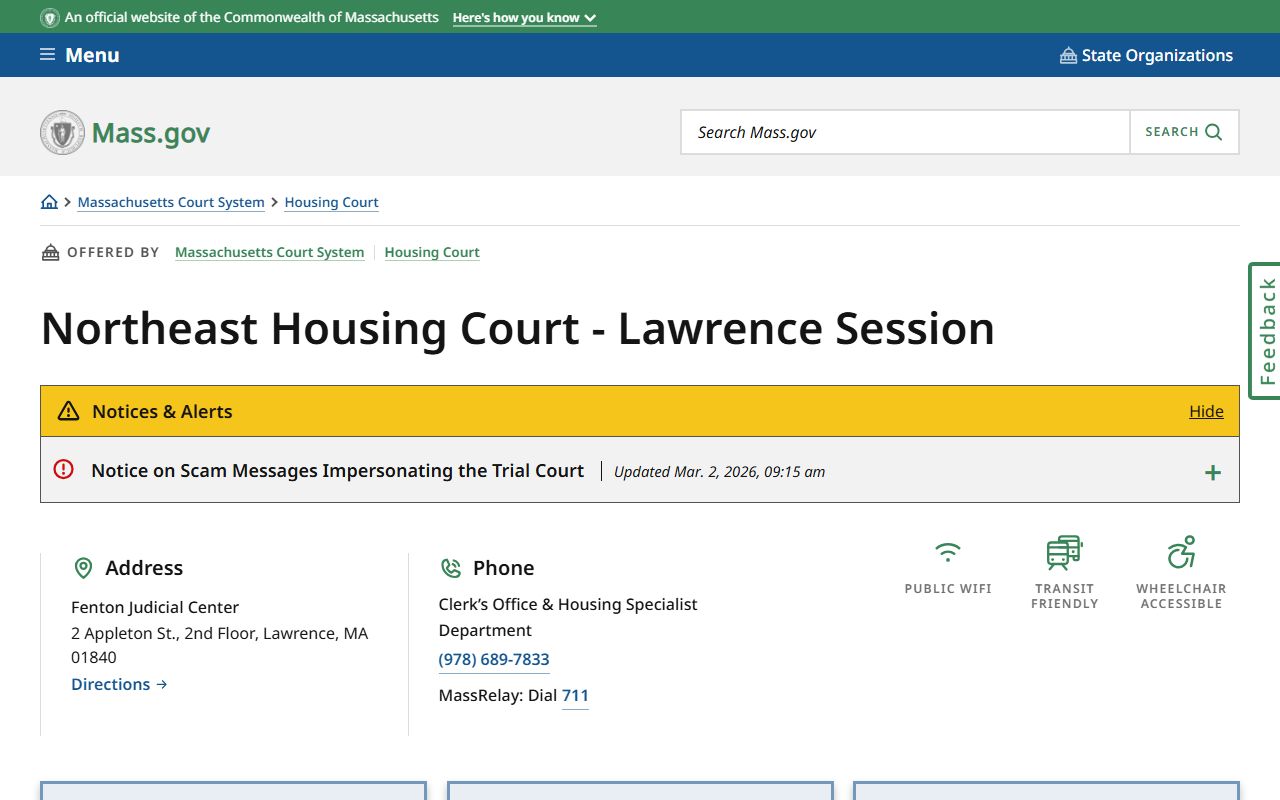 Northeast Housing Court Lawrence session for Lawrence court records