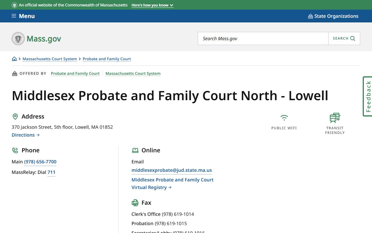 Middlesex Probate and Family Court North Lowell for Lowell court records