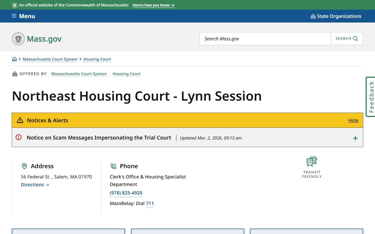 Northeast Housing Court Lynn session for Lynn court records