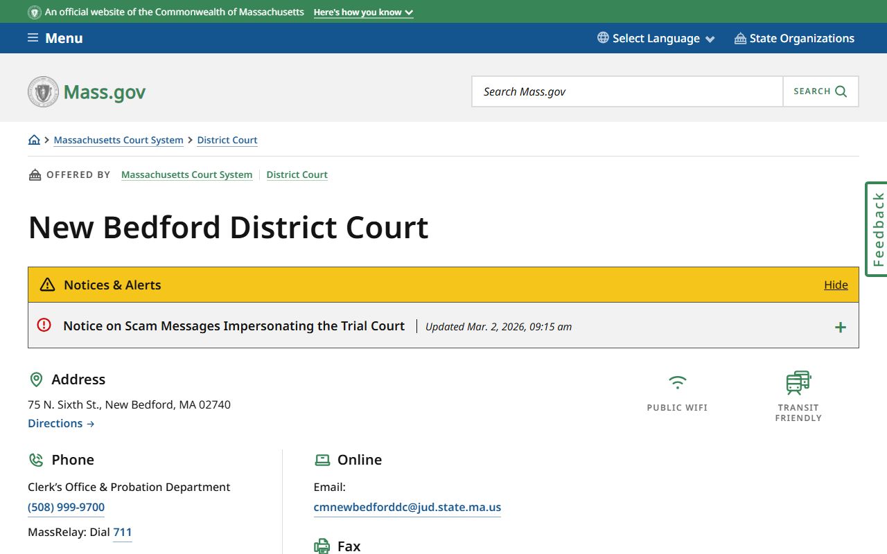 New Bedford District Court for New Bedford court records