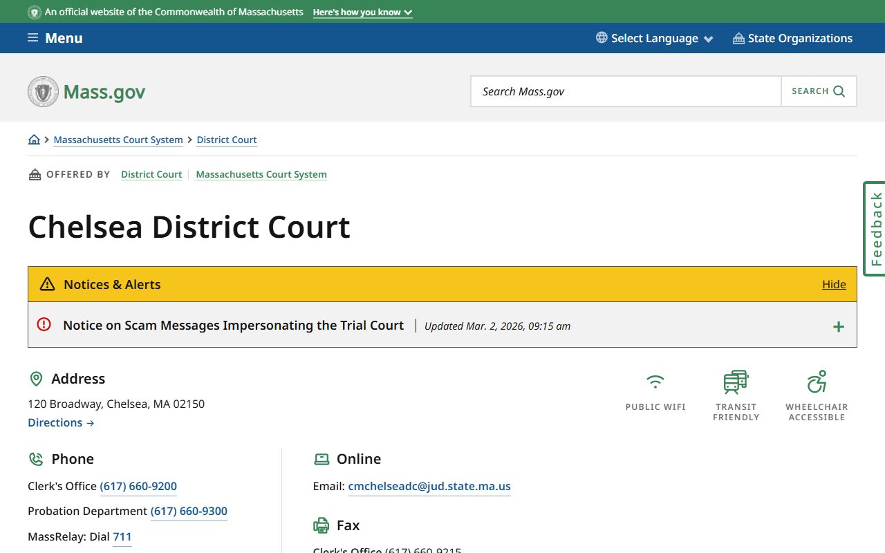 Chelsea District Court which serves Revere for Revere court records