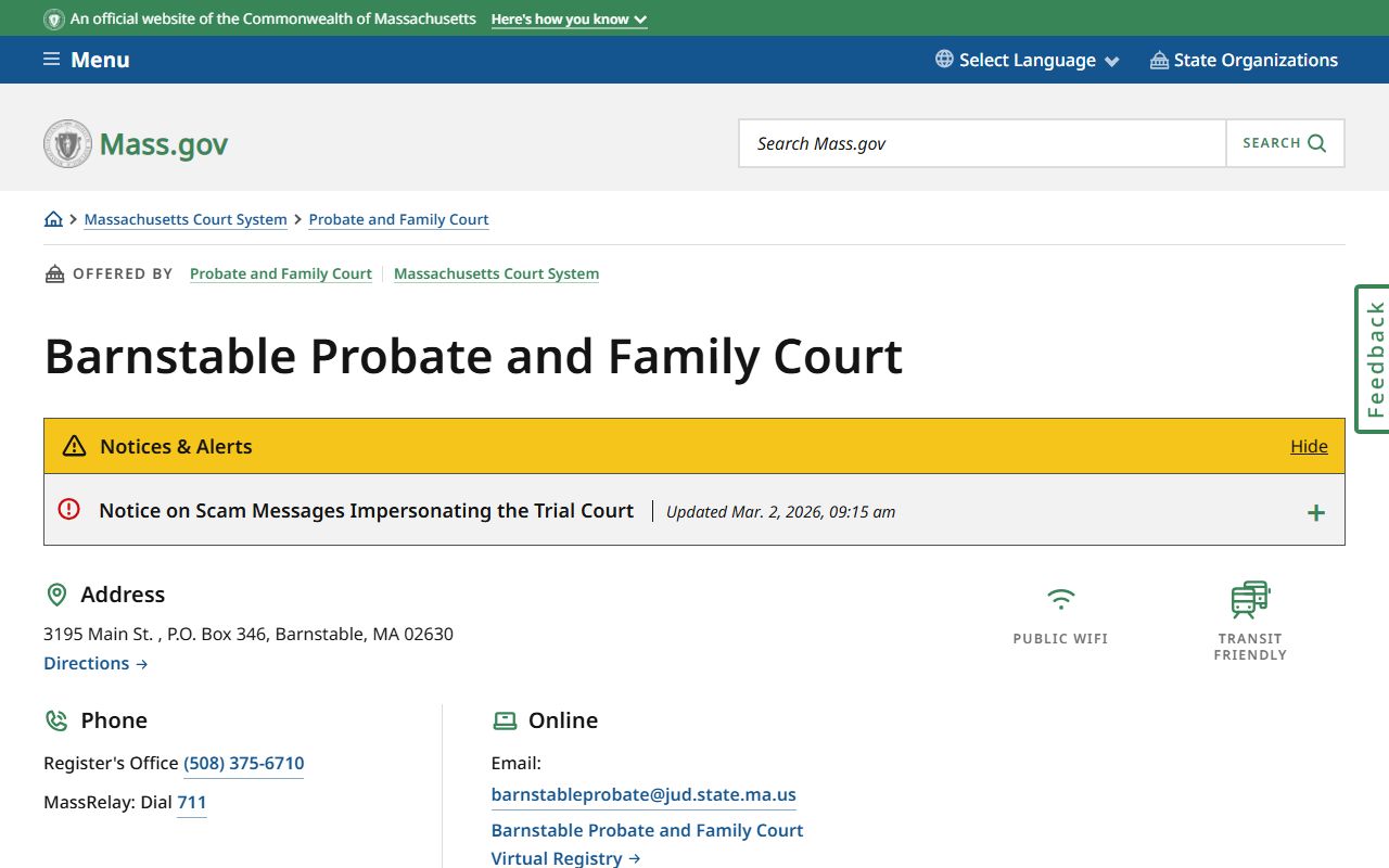 Barnstable Probate and Family Court Cape Cod MA records