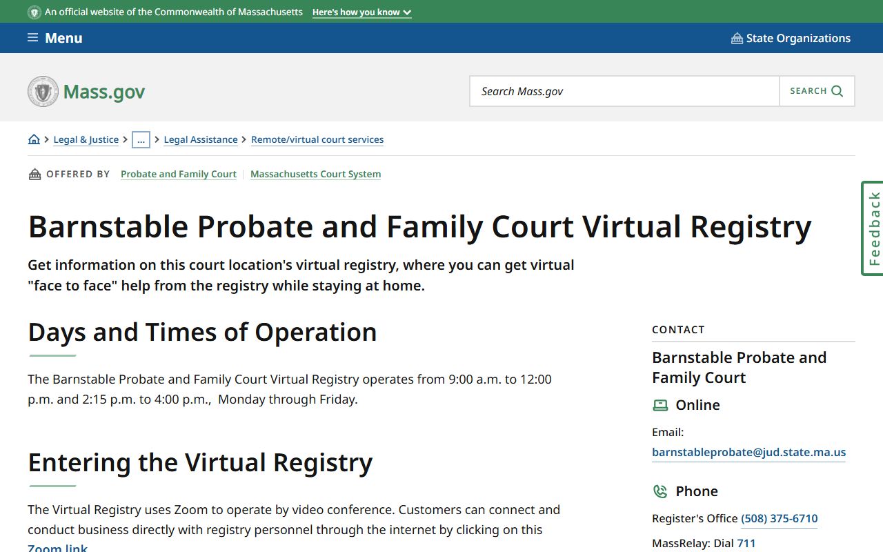 Barnstable County virtual registry court records remote access