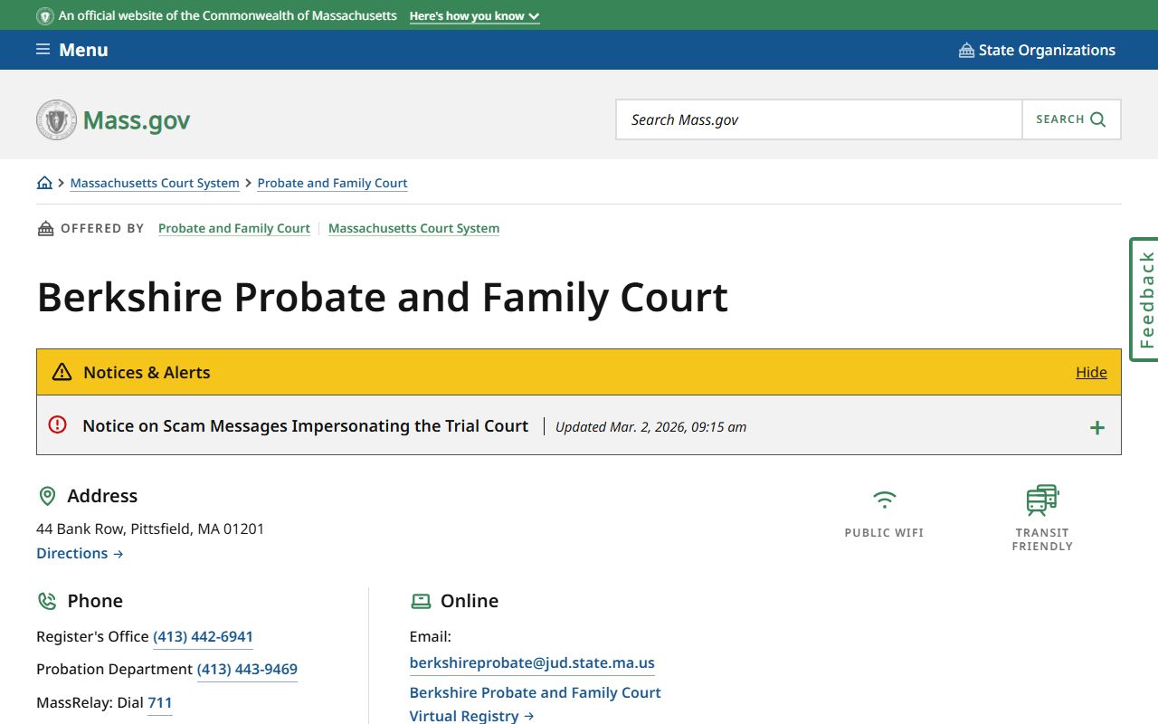 Berkshire Probate and Family Court Pittsfield MA records