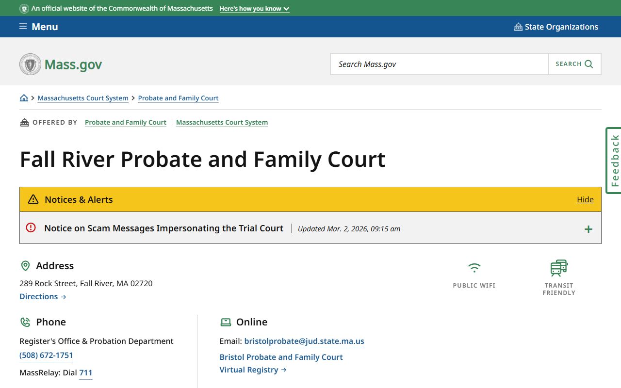 Fall River Probate and Family Court - satellite location for Bristol County court records