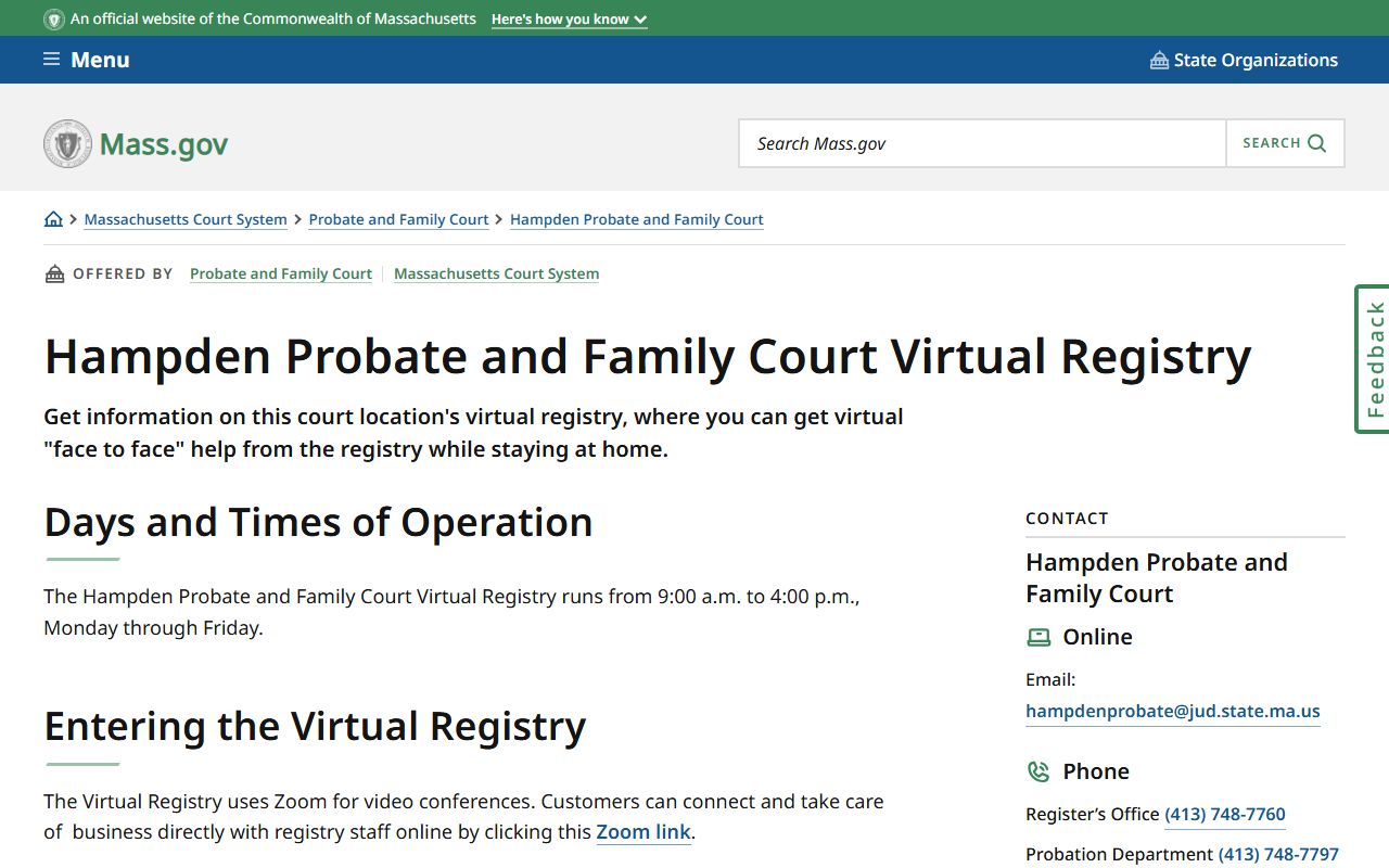 Hampden County virtual registry court records access online