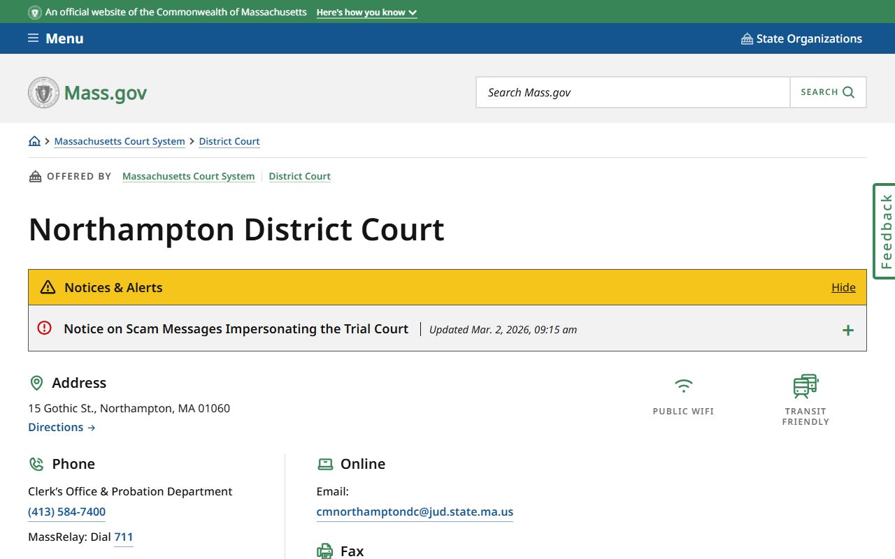 Northampton District Court Hampshire County MA records