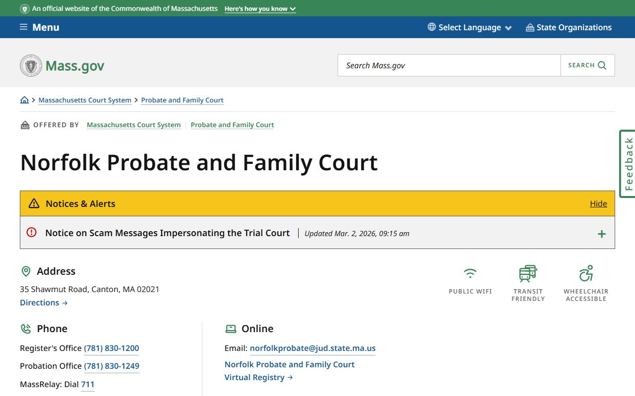 Norfolk Probate and Family Court in Canton - Norfolk County court records