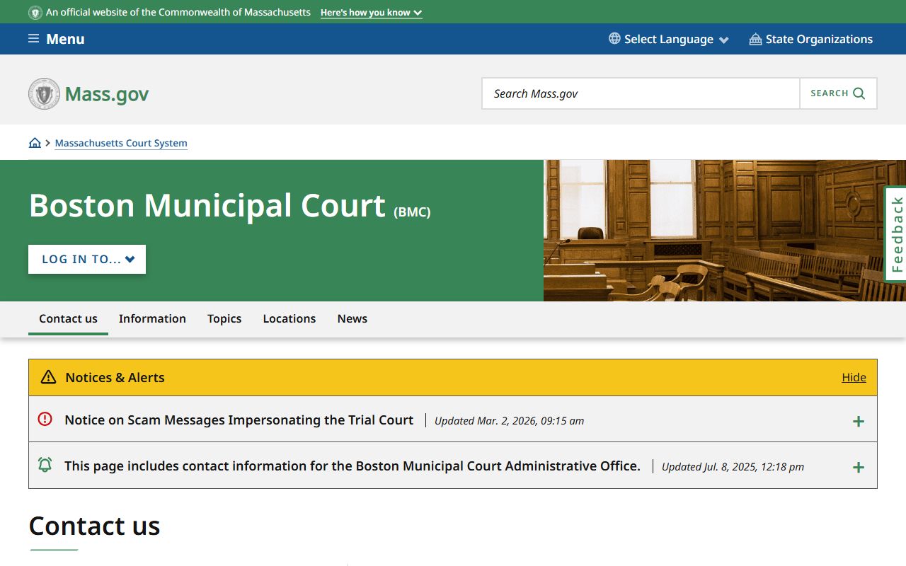 Boston Municipal Court overview - divisions and services for Suffolk County court records
